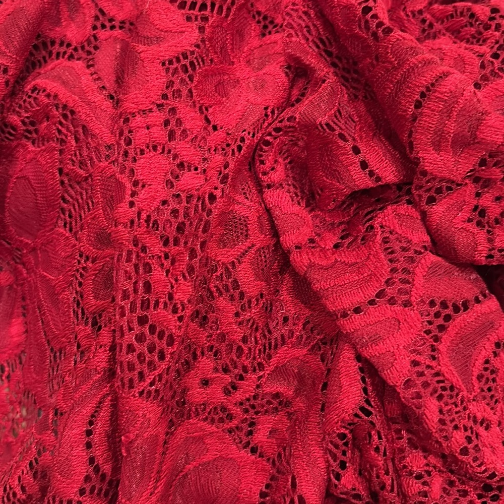 Princess Polly Lombardio Mesh Lace Maxi Skirt Burgundy - Picture 7 of 7